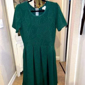 LuLaRoe mid length forest green dress w/ back zip